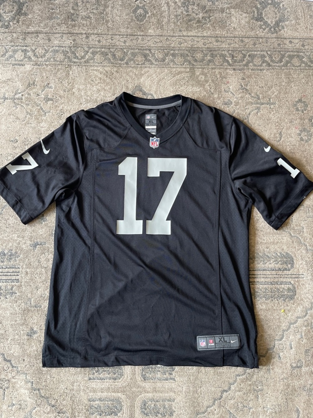 Nike On Field Raiders Black Football Jersey with White 17 and Sleeve Logos